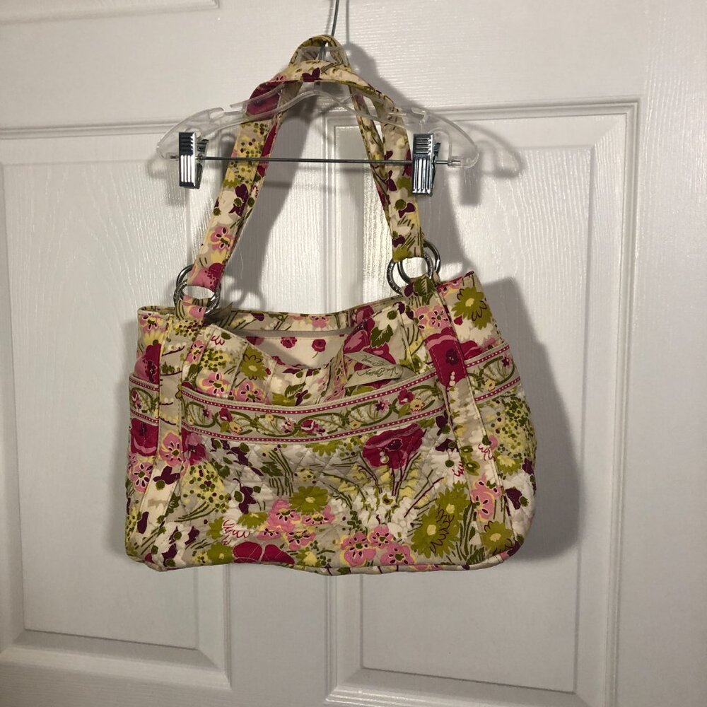 Vera Bradley women pink and lime handbag, 12 x 9 x 5 - Picture 4 of 16